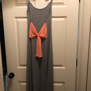 White and Black Striped Backless Maxi with Bow